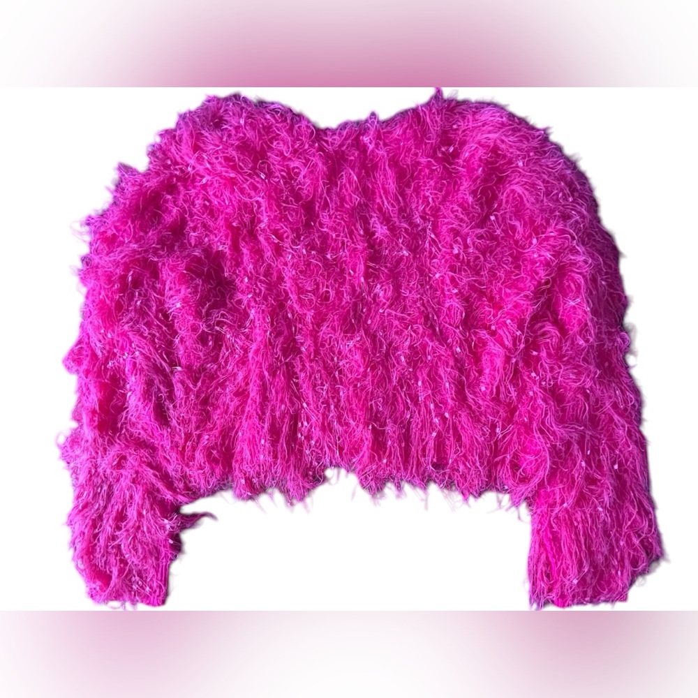 NWT Women’s Davi & Dani Vibrant Pink Eyelash Sweater in Size Large. - Picture 3 of 10